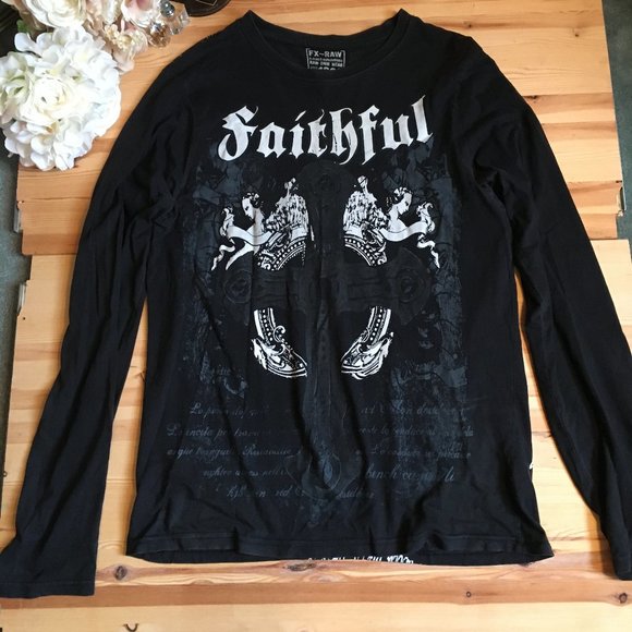 FX Raw Other - Men's Cool Script Faithful Angel Viking Long Sleev